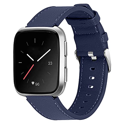 Sport Strap for Fitbit Versa/Versa 2/Versa Lite,KangPlus Women Men Leather Sport Bands Wristband with Metal Buckle 5.5-8.1 inch Compatible for Fitbit Versa/Versa 2/Versa Lite - Blue