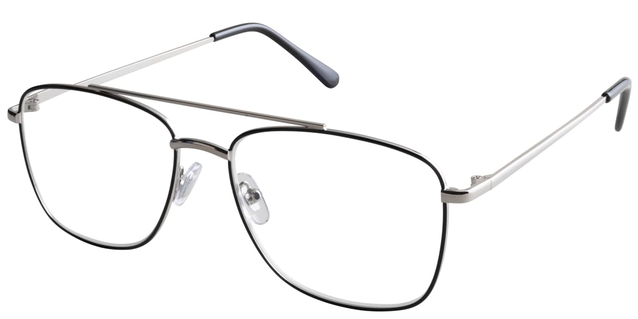 Remaldi Men's Black Silver Arden Reading Glasses, 1.25