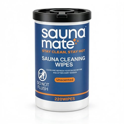 SaunaMate Sauna Cleaning Wipes 220 Count Unscented Disposable Sauna Wipes Cleans Sweat Oil & Grime Between Uses For Sauna Benches & Backrests Home Gym & Commercial Use