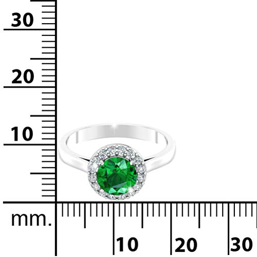 Womens 925 Sterling Silver Classic Solitaire Halo Center 7 mm Round Gemstone Birthstone Fine Jewelry Engagement Wedding Accessory Rings, 1.3 Carat Gemstone3