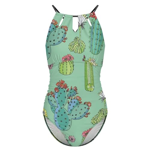 Monokini imprimé cactus avec doublure gainante haute qualité - 4