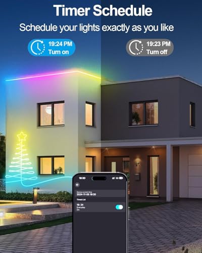 Image of RGB Neon LED Strip Lights 5M with App & Remote Control, Music Sync Color Changing LED Lights for Bedroom, Gaming Room, TV Backlight, Desk, Home Decor, USB Powered Flexible Mood Lighting