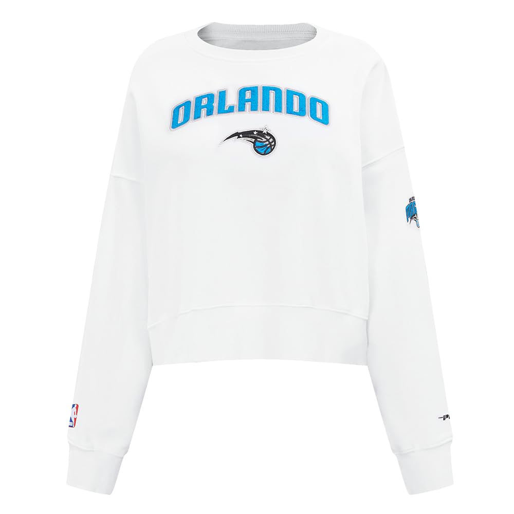 Sudadera Pro Standard NBA Classic Chenille blanca FLC de cuello redondo para mujer L 8