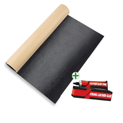 Image of Leather Repair Patch with Extra 6 Strong Glue Tube - Premium Self-Adhesive Leather for Sofas, Car-Bike Seats, Chairs, and More - High Durability and Proven Repair Solution (BLACK-6)
