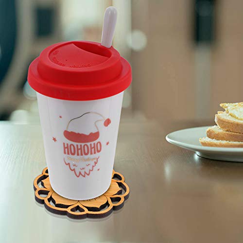 Abaodam 1 conjunto de 2 peças de tapetes de bambu espessos em forma de lótus requintados porta-copos