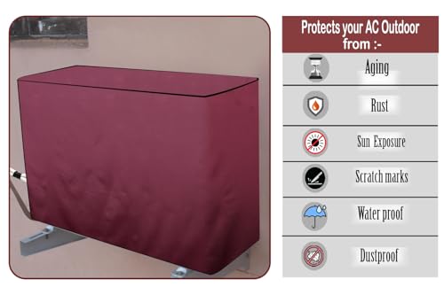 Image of AC Cover Outdoor Unit for 1.5 ton Maroon Color, AC Cover Dimensions - Outdoor Unit DxWxH in CM 36x89x71