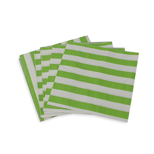 Disposable Green Striped Napkins - 100 Count Birthday Party Paper Napkins 13X13Inch #TOP1