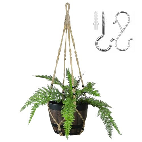 Bouqlife 43 Inches Macrame Plant Hanger Large for 14 inch Pot Extra Long No Tassel Rope Hanging...