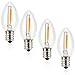 Night Light Bulbs, Emotionlite C7 Candelabra LED Light Bulbs, E12 Chandelier Base, 4W 5W 6W 7W Incandescent Equivalent, Warm White, 2700K, Clear, 4 Pack