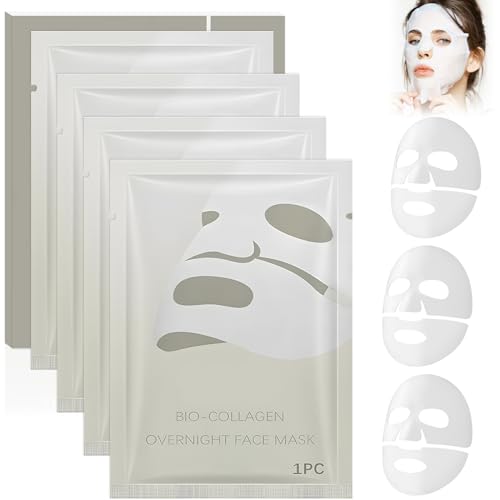Luuma Kollagen Maske Original,Collagen Maske Overnight,Collagen Real Deep Mask,Hydrogel Gesichtsmaske-Anti-Aging,Hautstraffung,Poren verkleinern,Glättet und Hydratisiert-für Alle Hauttypen (4 Stück)