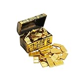 Vintage Miniature Gold Bars Set, 100 Pieces Dollhouse Treasure Chest Collection, Metallic Gold Finish, Display Decoration Accessories