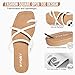FITORY Women's Slide Sandals Flat Toe Ring Thongs with Cross Strap for Summer Size 8 White