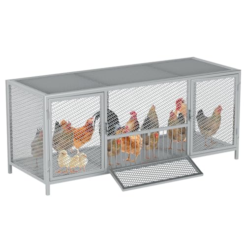 YAKINO鶏小屋、家庭用、屋外用、鶏小屋、飼育ケージ、ウサギ小屋、鳩小屋、鶏小屋大型、暗号化メッシュケージ、イタチ対策、小動物、モルモット、ウサギ、フェレット小屋、ハリネズミ飼育ケージ、牧歌的なルチン鶏小屋、高密度メッシュ (原色,150*58*60cm