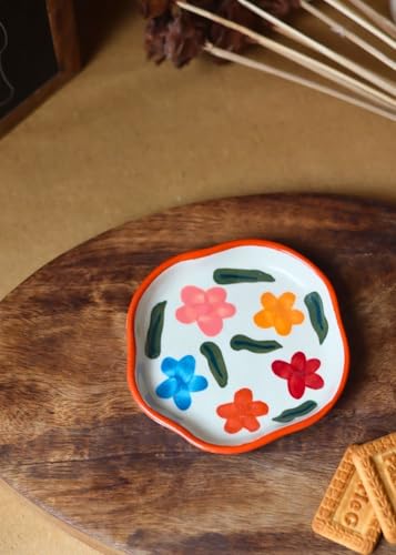 Image of WEAVING HOMES Brightday Handmade Dessert Plate, Size: 11 cm Microwave & Dishwahsher Safe (Set of 1)