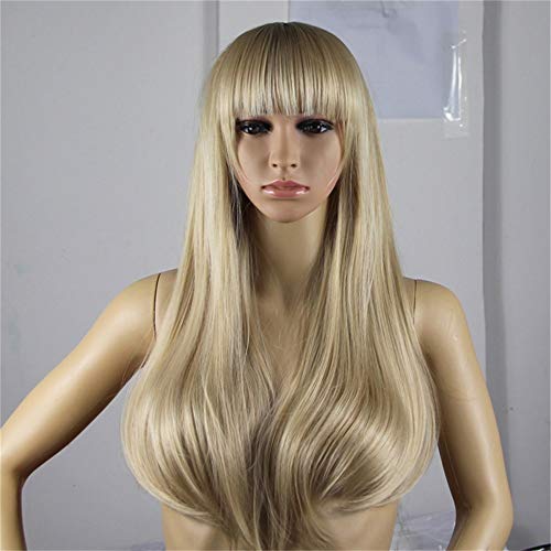 Perruque frontale blonde longue ondulée en fibres synthétiques premium pour femme