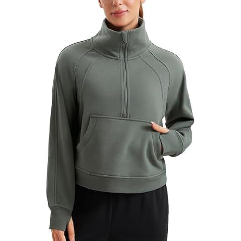 CRZ YOGA Women's Fleece Lined Half Zip Sweatshirt Cover
