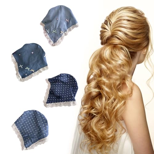 Girl Lace Trim Bandana Hair Kerchiefs Tie Back Headwrap Lovely Bowknot Decals Breathable Turbans For Girls Photo Tool Headsca2