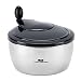 KitchenWorldwide Stainless Steel Salad Spinner- Vegetable, Fruit, Lettuce Spinner Bowl- Colander- Serving Bowl With Leakproof Lid & Silicone Non-Skid Base- BONUS: Lettuce Knife & Storage Container