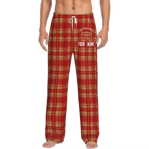 Personalized San Francisco Custom Pajama Pants Sporty Style Home Pants Comfortable Soft for Men Plaid with Name Pajamas