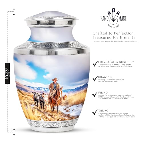 Image of Cowboys Urn Decorative Urns 1 Large & 1 Small | Funeral Cremation Urns, Ashes Urn Human Remains