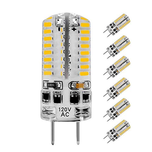 KINDEEP Dimmable G8 LED Bulb, 3W (20W-30W Equivalent), AC 110-130V, Warm White 3000K, 6 Pack for Under Cabinet Light