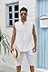 Runcati Ärmelloses Herren Hemd Tank Top Sommer Baumwollenhemd Muskelshirt für Herren Urlaub Freizeit Hemdbluse Universal Fit Weiß XL