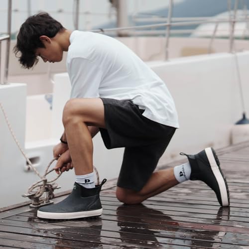 Men's Deck Boots Ankle Rain Boots for Mens Waterproof Garden Shoes, Anti-Slip Rubber Work Boots for Sailing, Fishing, Farming, Boating4