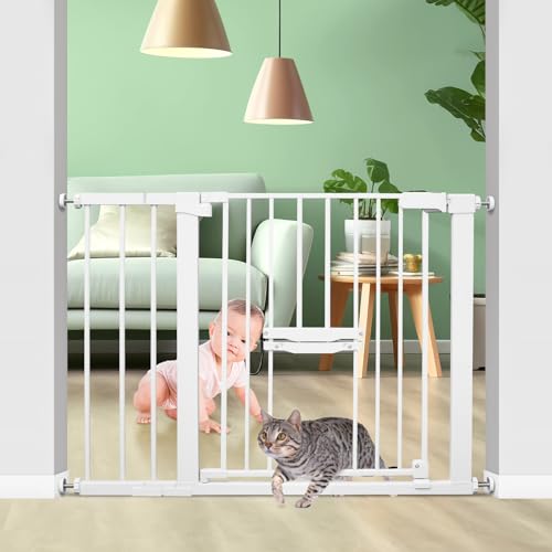 Image of Auto Safety 40.6"-29.7" Super Wide Walk Thru Baby Gate with Cat Door, Includes 3-Inch & 8.3-Inch Extension Kit, 2 Pack Y-Pressure Bolts