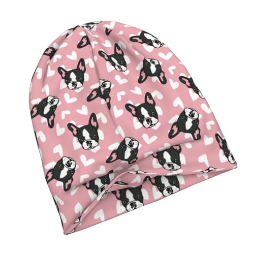 French Bulldog Dog Beanie Chemo Hats for Women Men Cute Pet Slouchy Cancer Headwear Stretchy Skull Cap Soft Knitted Hat Nightcap Chemo Gifts — view 3