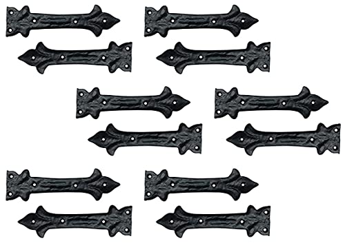 Image of Adonai Hardware Adonijah Antique Cast Iron Strap False or Faux or Dummy Hinge Front (6.5 inch x 12 Pack, Matte Black) for Barn Doors, Gates, Cabinets, Wooden Box, Furniture, Chest, Trunks and Sheds