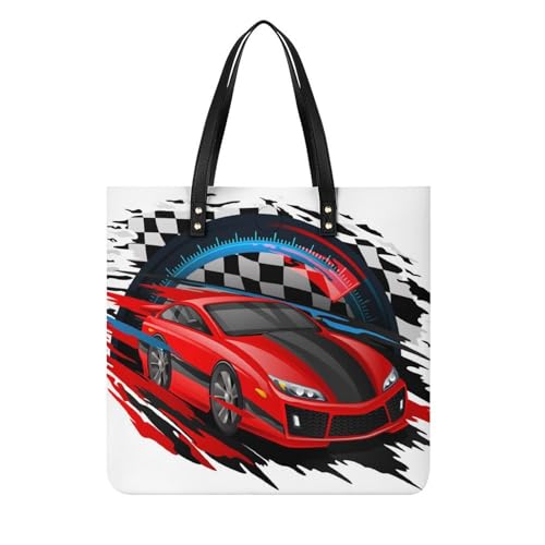 Sac à bandoulière voiture de rallye rouge femmes grand format tote bag tissu pour voyage