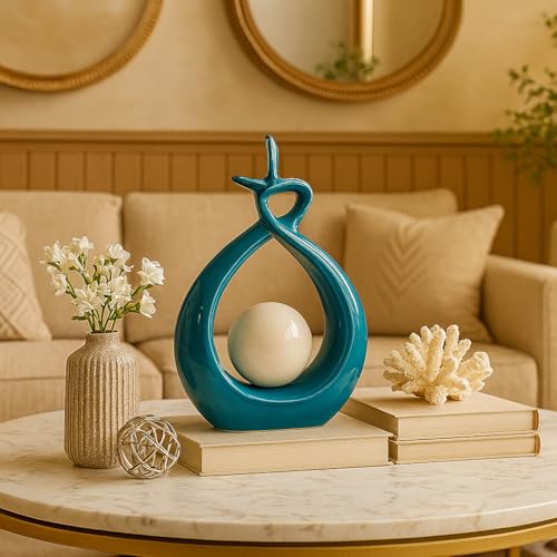 Image of Xtore Beautiful Ceramic Spiral Design Statue for Home Decoration (Pack of 1, Sky)