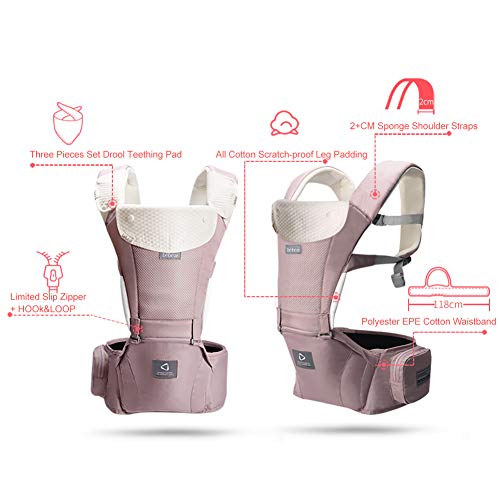 Bebamour Baby Carrier Front and Back Carry Baby Newborns to Toddler Baby Hip Carrier 6 in 1,3 Pieces Teething Pads, Blue