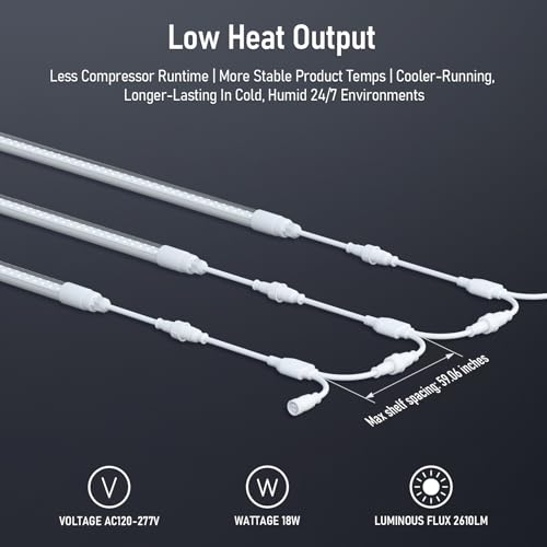 LEONLITE 4FT 18W LED Freezer Light, 120-277V Commercial Refrigerator Tube Light, UL1598 UL1598C, 2610LM Wet Location Integrated Cooler Light Fixture, 5000K Daylight, ETL Listed, for Fridge, Pack of 4 by LEONLITE - Used condition - Image 6