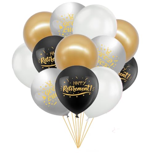 30-Pack 12 Inch Retirement Balloons – Black & Gold Latex Balloons Set for Retirement Party Decorations, Happy Party Supplies for Men & Women (Indoor & Outdoor Use)