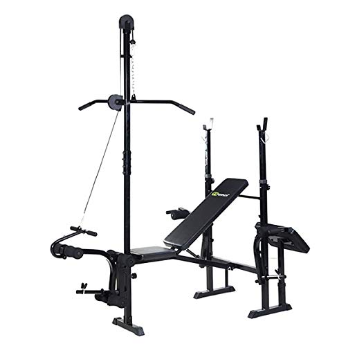 Goplus Olympic Weight Bench for Full Body Workout Exercise, Multifunctional Foldable Weight Lifting Flat, 6 Levels Adjustable Height, Weight Capacity 440lbs