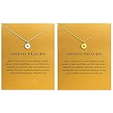 LANG XUAN 2Pcs Friendship Butterfly Necklace Lucky Elephant Star Pearl Circle Pendant Necklace for Women Gift Card (2Pack Compass)