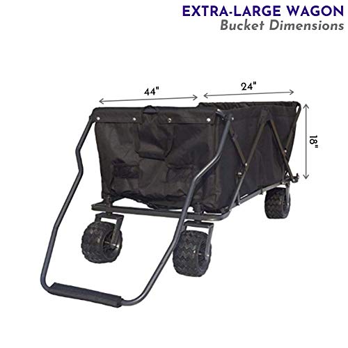 Impact Canopy Folding Collapsible Utility Wagon, Extra-Large Wagon With All-Terrain Wheels, Black #TOP2