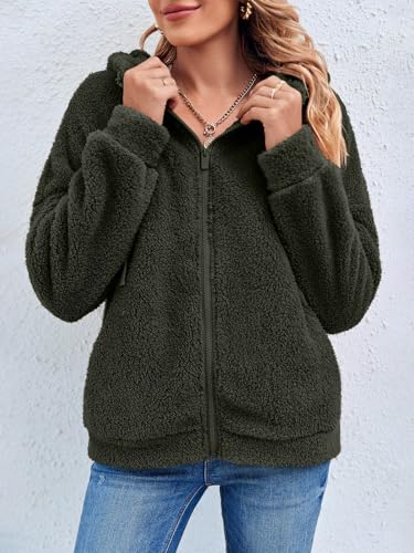 GAMISOTE Womens Fuzzy Sherpa Fleece Jacket Zip Up Oversized Winter Warm Sweatshirt Hoodies 2025 - image 3