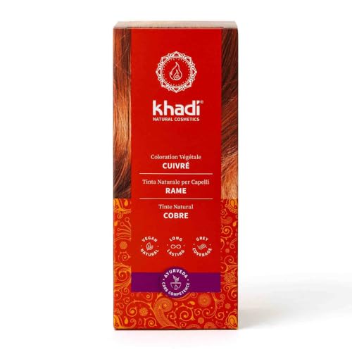 khadi COBRE Tinte vegetal para el cabello - Color de cabello cobre dorado a rojo cobrizo - Tinte natural 100% vegetal y natural - Cosmética natural certificada - 100 g