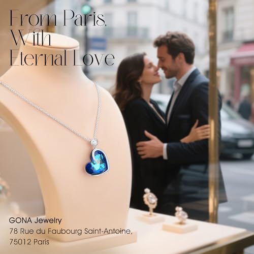 Created with Swarovski® Crystals, Necklaces for Women Trendy, White Gold Plated, Titanic Heart of the Ocean Necklace, Gift for Women, Birthday, Anniversary, Christmas, Valentine's Day4