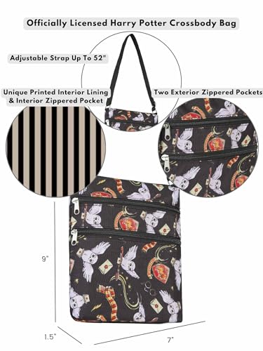 Harry Potter Womens Crossbody Bag Hogwarts Travel Purse Passport Gryffindor AOP4