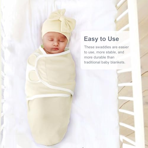 DRESHOW Recém Nascido Envoltório Manta Chapéu Set Bebê Impresso Envoltórios Ajustável Saco de Dormir para 0-3 Meses Meninas Meninos, Tamanho único