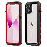 NAMSAR Waterproof Case for iPhone 14, IP68 Waterproof Dustproof Shockproof Case with Built-in Screen&Camera Protector, Full Body Protective Front and Back Durable Cover for iPhone 14 Red