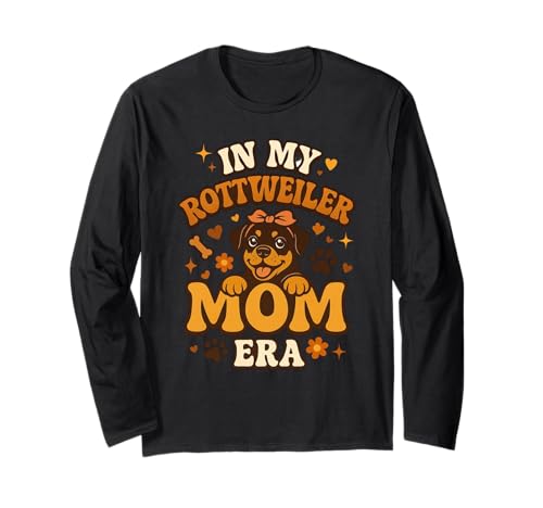 In My Rottweiler Mom Era Groovy Rottie Dog Owner Rottweiler ����T�V���c