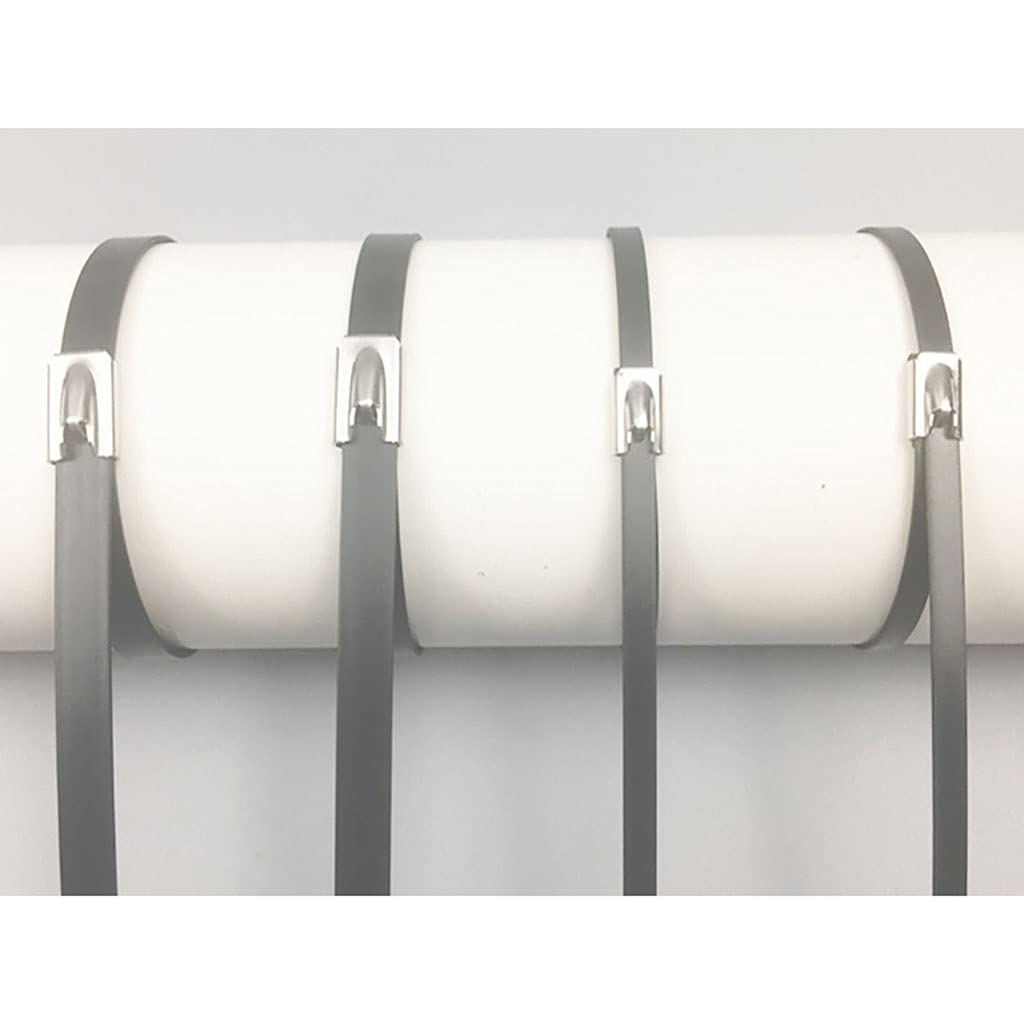 Opaski do roślin, opaski kablowe ze stali nierdzewnej, opakowanie 25, 4,6 x 100-700 mm, uniwersalne zapięcie na zamek błyskawiczny i osłona wydechowa (4,6 x 600 mm)