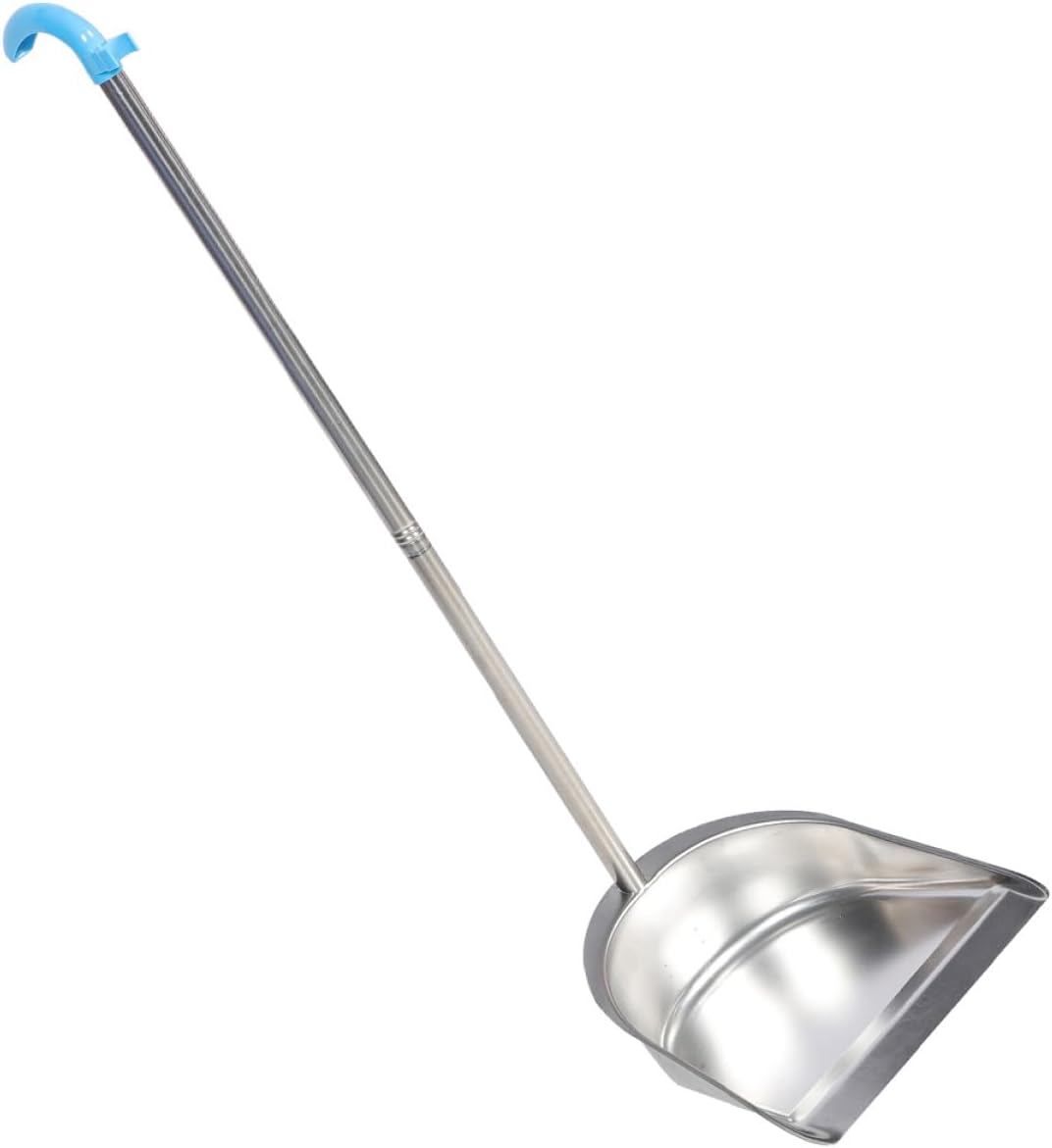 Stainless Steel Dustpan Shovel 1mm Thick Heavy-Duty Kitchen Garbage Shovel with Detachable Handle for Household and Commercial Cleaning