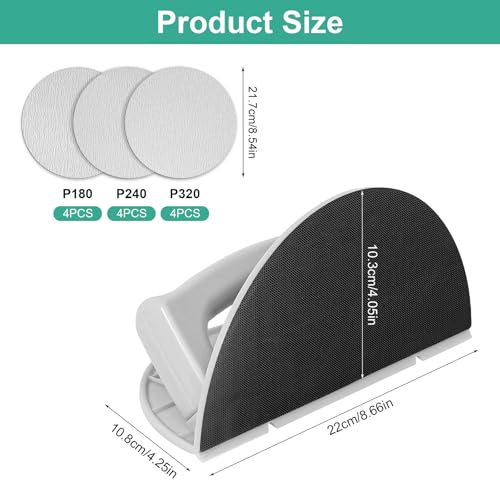 Eckenschleifer Trockenbau-Eckenschleifer Multifunctional Semi Circular Angle Sanding Sandpaper Tool mit 12 Schleifpapieren 180 240 320 Körnung Eckschleifer Trockenbau für Ecken und Wände