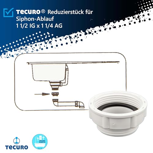 tecuro Reduzierstück Adapter für Siphon-Ablauf 1 1/2 Zoll IG x 1 1/4 Zoll AG