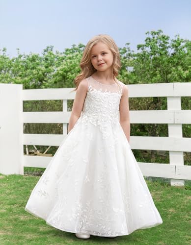 Full Lace First Communion Dress Elegant Flower Girls Dresses for Wedding O-Neck Formal Evening Princess Gown2